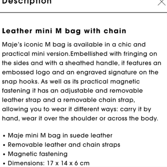 Maje Leather Mini M Bag With Extra Chain Strap Celadon (Light Tourquois Blue) - Picture 12 of 13